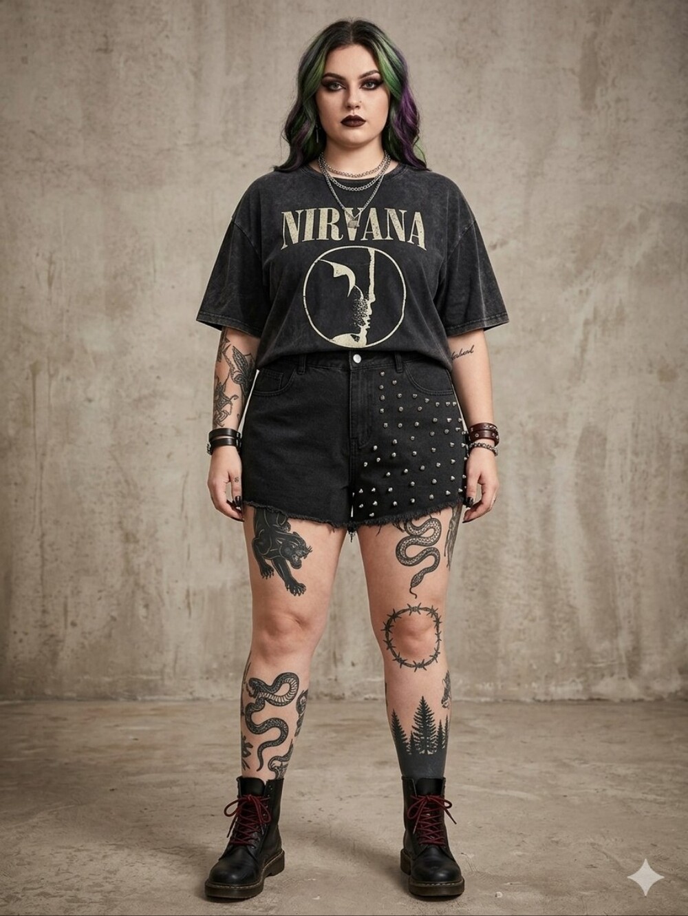 SHEIN Black Studded High-Waist Denim Shorts